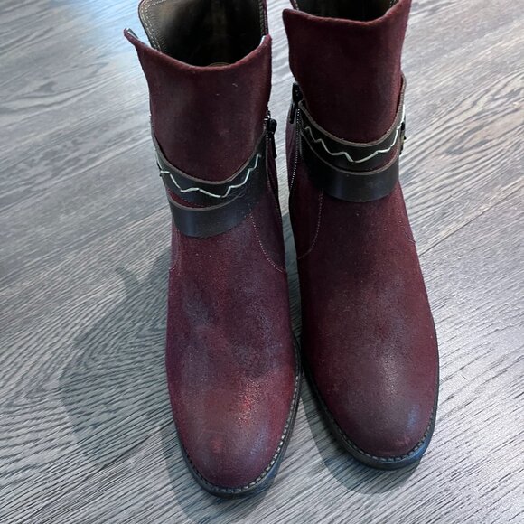 Burgundy nubuck suede chunky boots - Picture 1 of 7